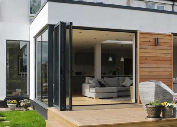 A kitchen extension ( exterior view of a rear extension).